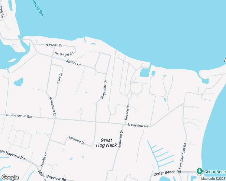map of restaurants, bars, coffee shops, grocery stores, and more near 1240 Paradise Shores Road in Southold