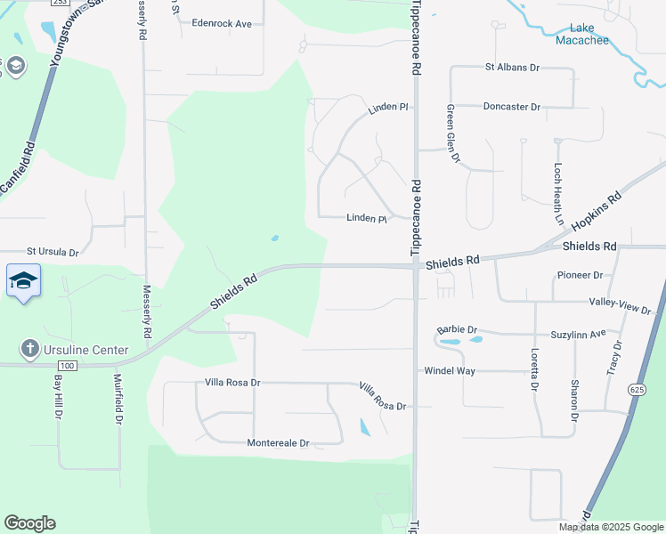 map of restaurants, bars, coffee shops, grocery stores, and more near 3749 County Road 100 in Canfield