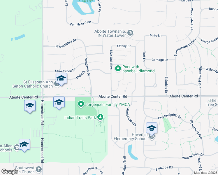 map of restaurants, bars, coffee shops, grocery stores, and more near 4022 Live Oak Boulevard in Fort Wayne