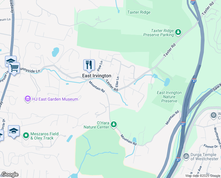 map of restaurants, bars, coffee shops, grocery stores, and more near 82 Taxter Road in Irvington