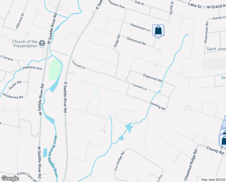 map of restaurants, bars, coffee shops, grocery stores, and more near 64 Dimmig Road in Upper Saddle River