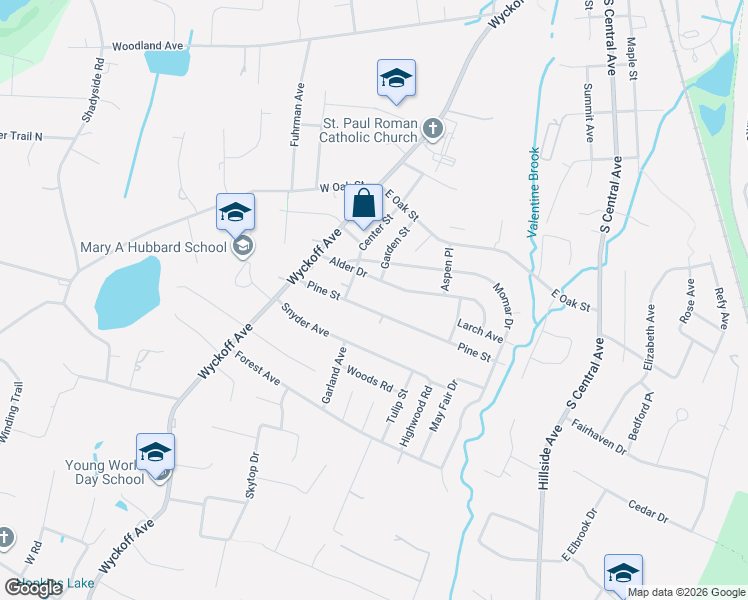 map of restaurants, bars, coffee shops, grocery stores, and more near 75 Pine Street in Ramsey