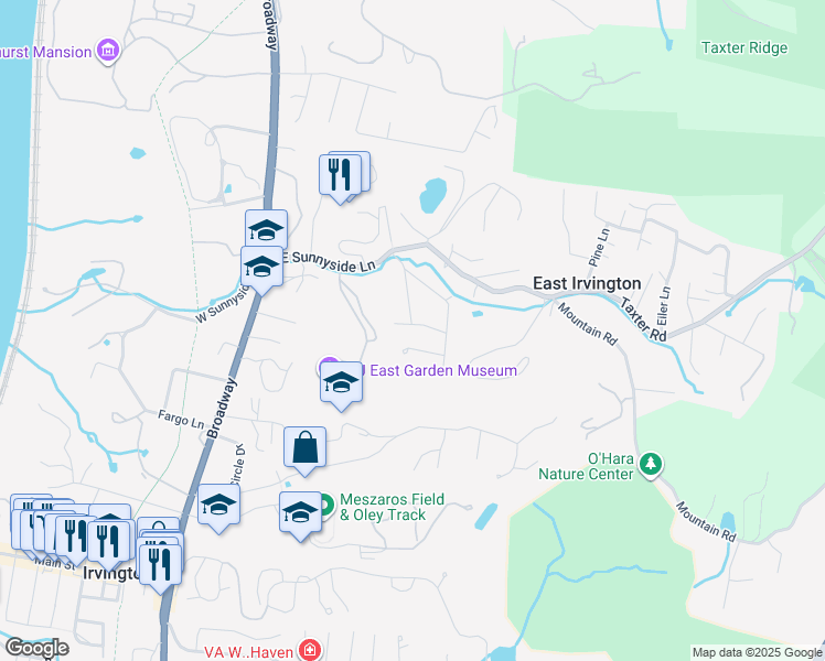 map of restaurants, bars, coffee shops, grocery stores, and more near 18 Center Street in Irvington