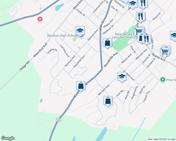 map of restaurants, bars, coffee shops, grocery stores, and more near 98 Carriage Lane in Newton
