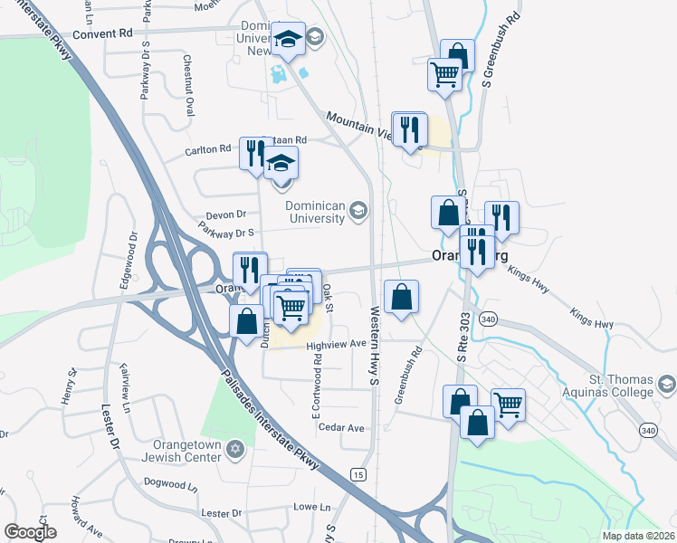 map of restaurants, bars, coffee shops, grocery stores, and more near Orangeburg Road in Orangeburg