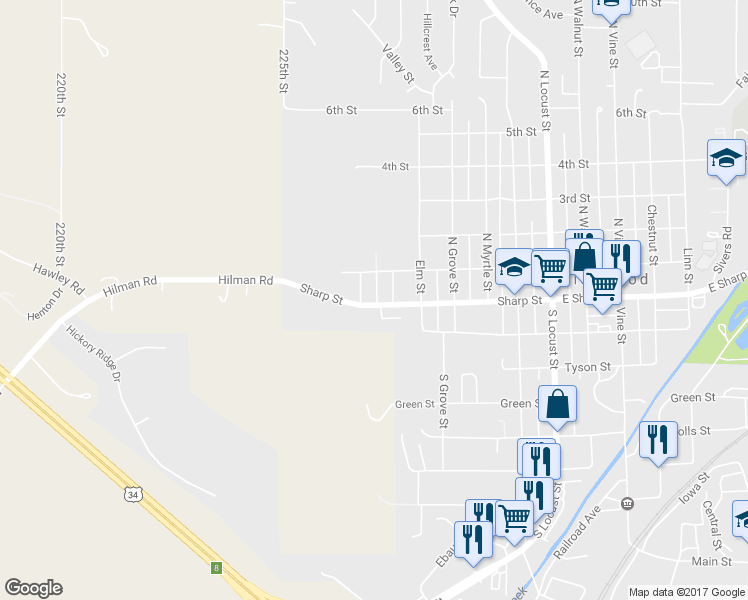 map of restaurants, bars, coffee shops, grocery stores, and more near 2 Park Avenue in Glenwood