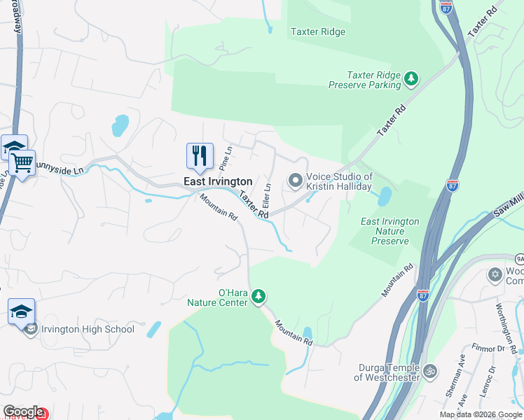 map of restaurants, bars, coffee shops, grocery stores, and more near 82 Taxter Road in Irvington