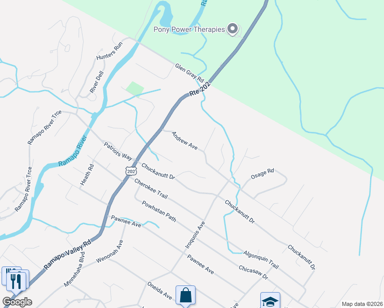 map of restaurants, bars, coffee shops, grocery stores, and more near 38 Andrew Avenue in Oakland