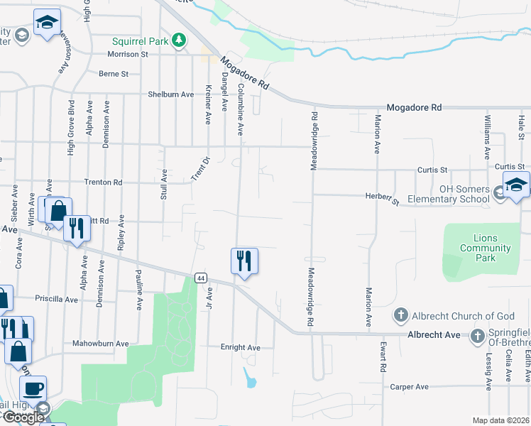 map of restaurants, bars, coffee shops, grocery stores, and more near 3001 Pepperhill Road in Akron
