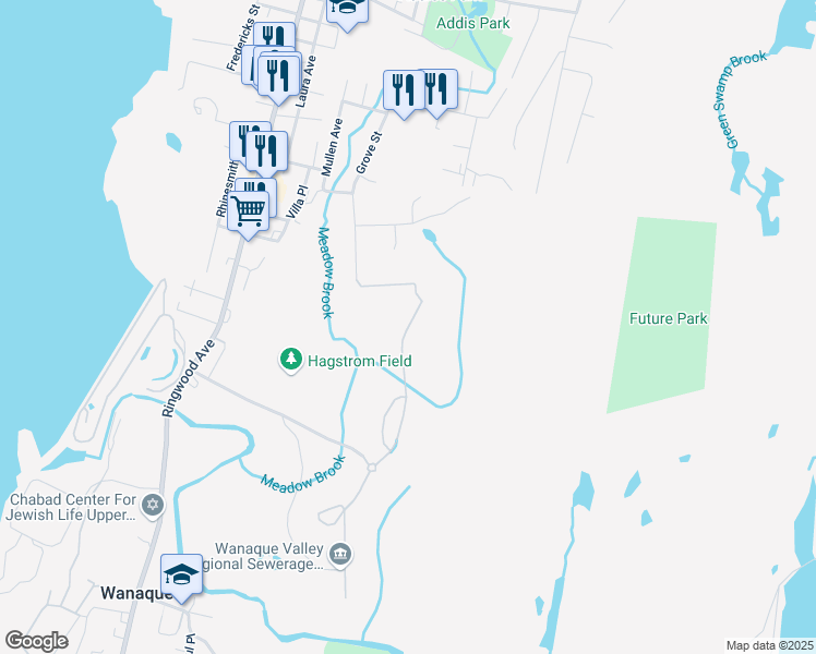 map of restaurants, bars, coffee shops, grocery stores, and more near 2106 Warren's Way in Wanaque