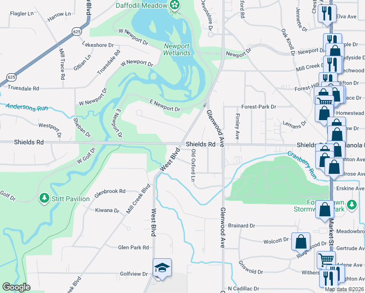map of restaurants, bars, coffee shops, grocery stores, and more near in Boardman