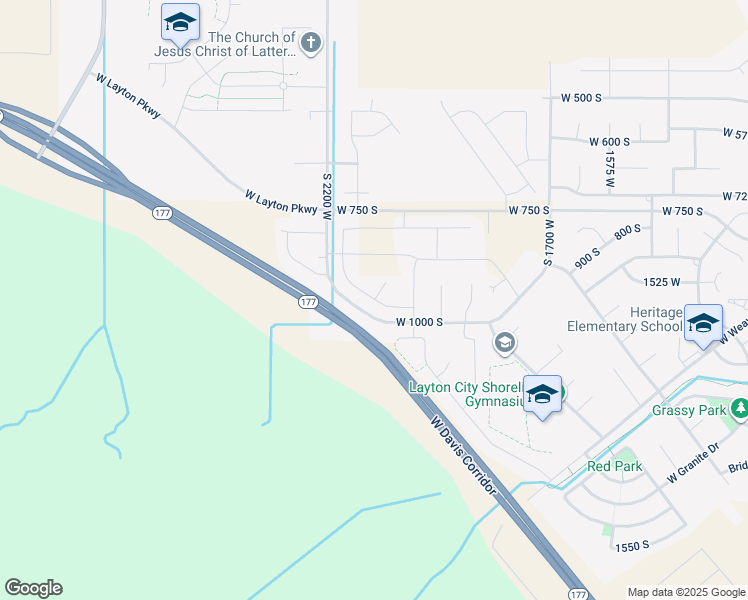 map of restaurants, bars, coffee shops, grocery stores, and more near 2133 West 1000 South in Layton