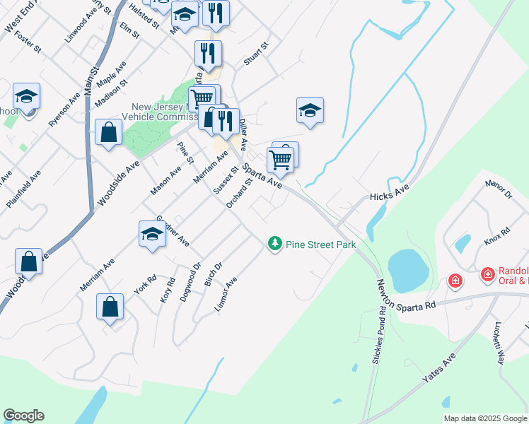 map of restaurants, bars, coffee shops, grocery stores, and more near 3 Giancarlo Lane in Newton