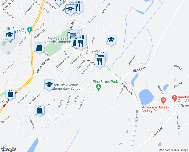 map of restaurants, bars, coffee shops, grocery stores, and more near 3 Giancarlo Lane in Newton