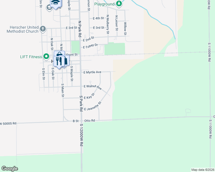 map of restaurants, bars, coffee shops, grocery stores, and more near 618 East Jeanette Street in Herscher