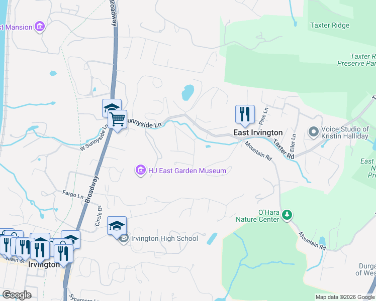 map of restaurants, bars, coffee shops, grocery stores, and more near 87 Center Street in Irvington