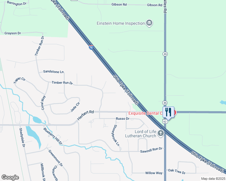 map of restaurants, bars, coffee shops, grocery stores, and more near 44 Cherry Hill Court in Canfield