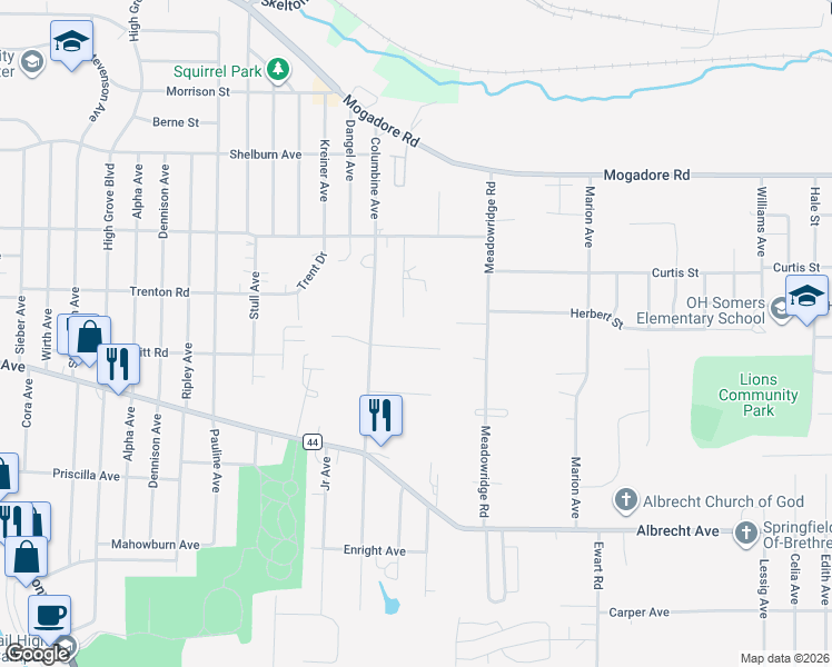 map of restaurants, bars, coffee shops, grocery stores, and more near 3001 Pepperhill Road in Akron