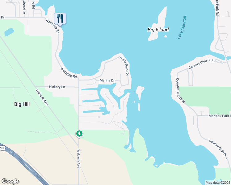 map of restaurants, bars, coffee shops, grocery stores, and more near 2617 Wolfs Point Drive in Rochester