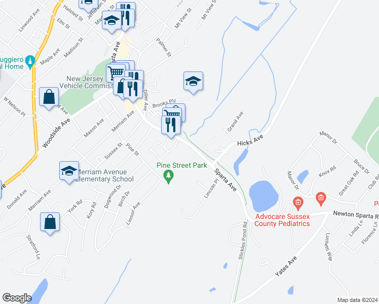 map of restaurants, bars, coffee shops, grocery stores, and more near 138 Sparta Avenue in Newton
