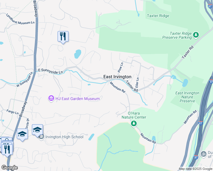 map of restaurants, bars, coffee shops, grocery stores, and more near 1 Sunnyside Place in Irvington