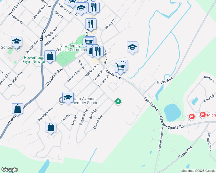 map of restaurants, bars, coffee shops, grocery stores, and more near 3 Giancarlo Lane in Newton