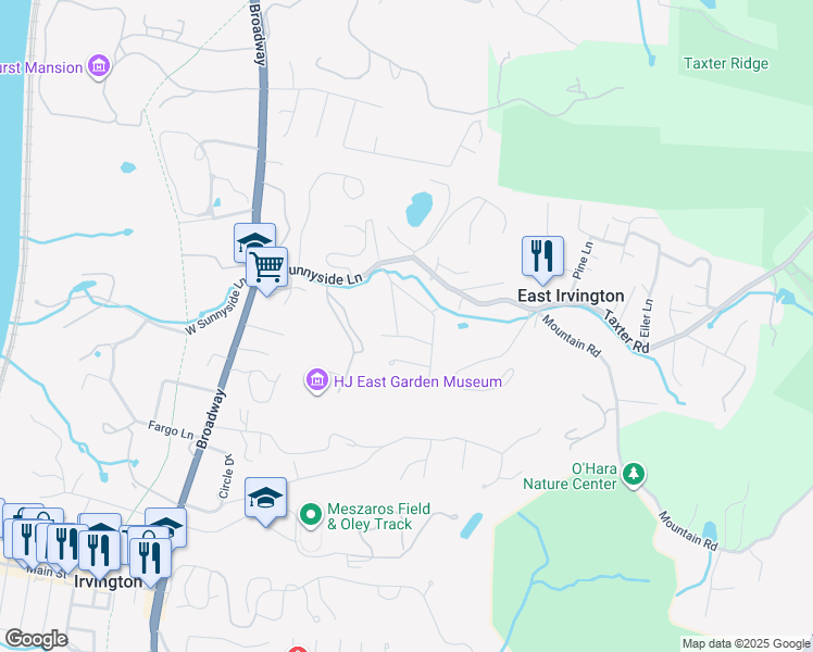 map of restaurants, bars, coffee shops, grocery stores, and more near 18 Center Street in Irvington