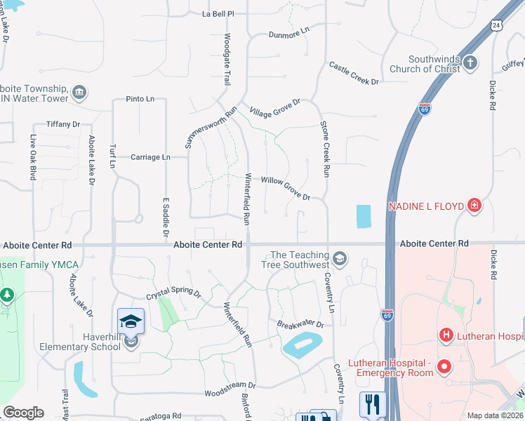 map of restaurants, bars, coffee shops, grocery stores, and more near 4035 Chancery Place in Fort Wayne