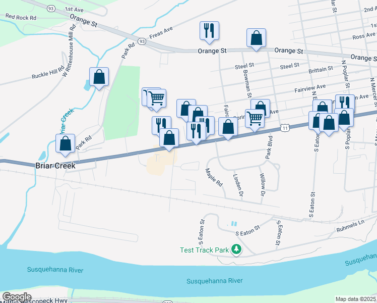 map of restaurants, bars, coffee shops, grocery stores, and more near 2050 West Front Street in Berwick