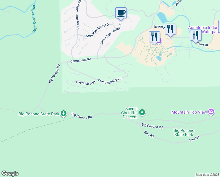map of restaurants, bars, coffee shops, grocery stores, and more near 247 High Pass Way in Tannersville