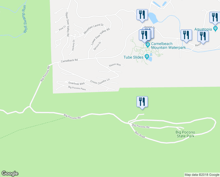 map of restaurants, bars, coffee shops, grocery stores, and more near 208 Sunbird Way in Tannersville