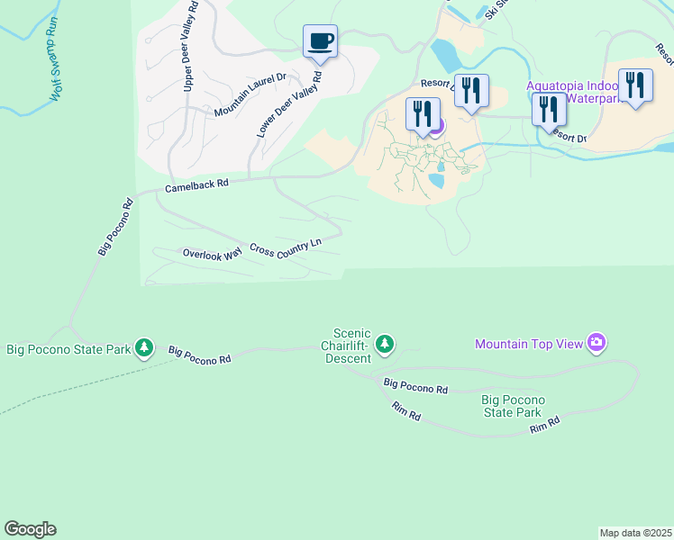 map of restaurants, bars, coffee shops, grocery stores, and more near 185 Sunbird Way in Tannersville