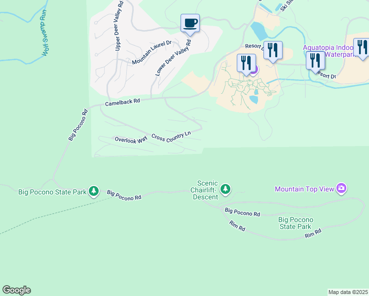 map of restaurants, bars, coffee shops, grocery stores, and more near 260 High Pass Way in Tannersville
