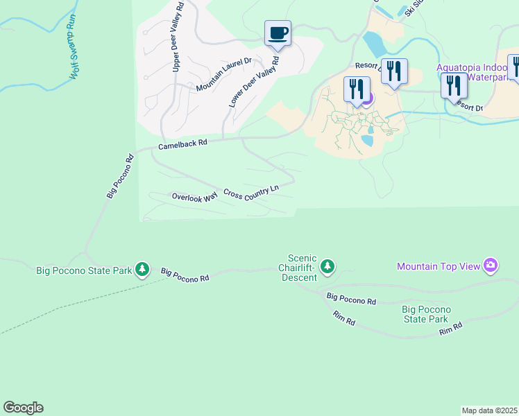 map of restaurants, bars, coffee shops, grocery stores, and more near 238 High Pass Way in Tannersville