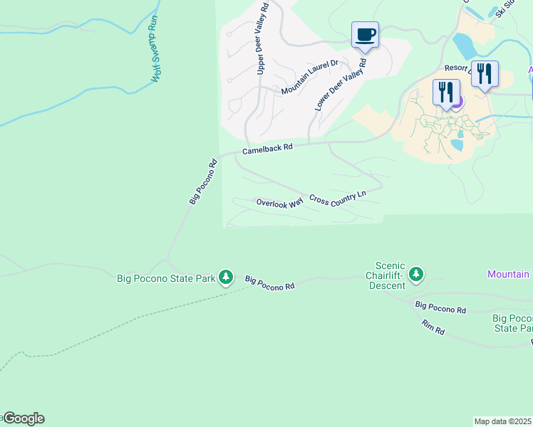 map of restaurants, bars, coffee shops, grocery stores, and more near 269 Big Pocono Pass in Tannersville