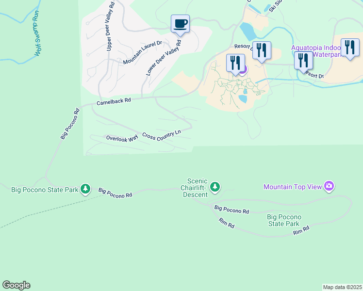 map of restaurants, bars, coffee shops, grocery stores, and more near 201 Sunbird Way in Tannersville