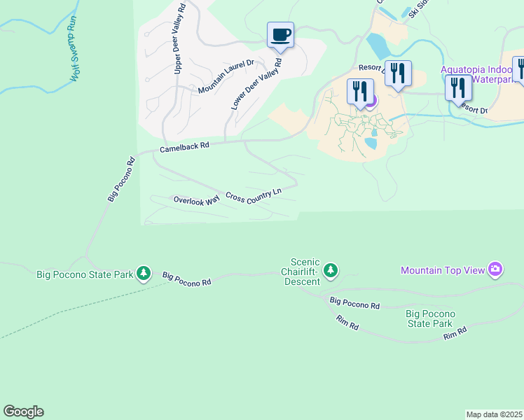 map of restaurants, bars, coffee shops, grocery stores, and more near 238 High Pass Way in Tannersville