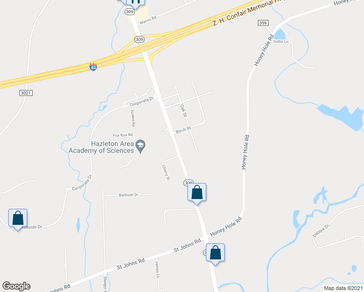 map of restaurants, bars, coffee shops, grocery stores, and more near 423 N Hunter Hwy in Luzerne