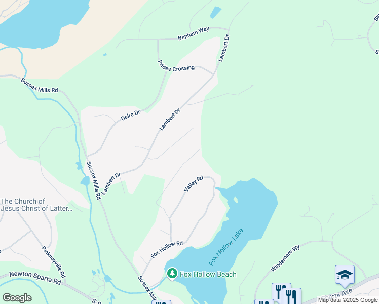 map of restaurants, bars, coffee shops, grocery stores, and more near 104 Fox Ridge Road in Sparta