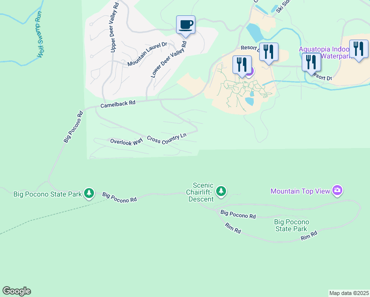 map of restaurants, bars, coffee shops, grocery stores, and more near 205 Sunbird Way in Tannersville
