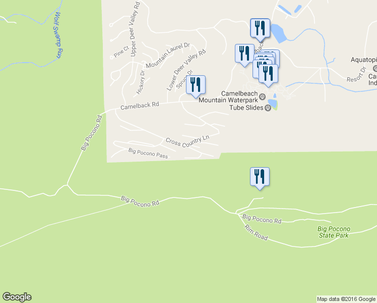 map of restaurants, bars, coffee shops, grocery stores, and more near 210 Sunbird Way in Tannersville