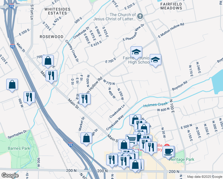 map of restaurants, bars, coffee shops, grocery stores, and more near 757 North 400 West in Kaysville