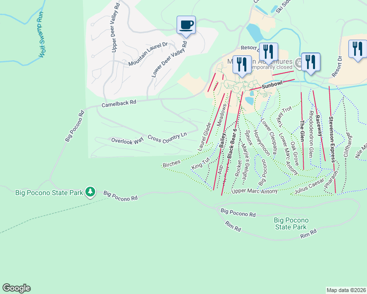 map of restaurants, bars, coffee shops, grocery stores, and more near 221 Cross Country Lane in Tannersville