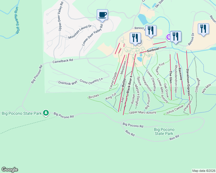 map of restaurants, bars, coffee shops, grocery stores, and more near 161 Upper Village Way in Tannersville