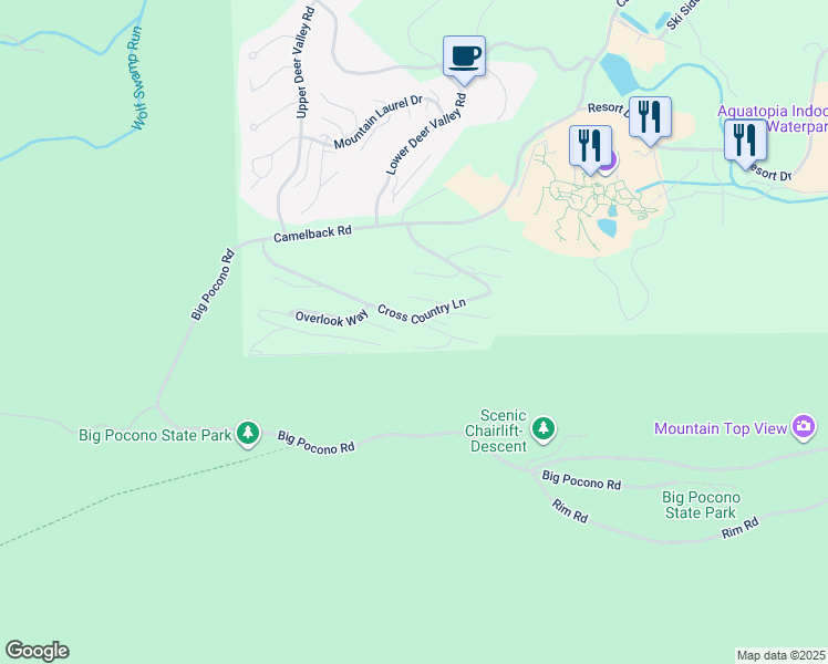 map of restaurants, bars, coffee shops, grocery stores, and more near 256 High Pass Way in Tannersville
