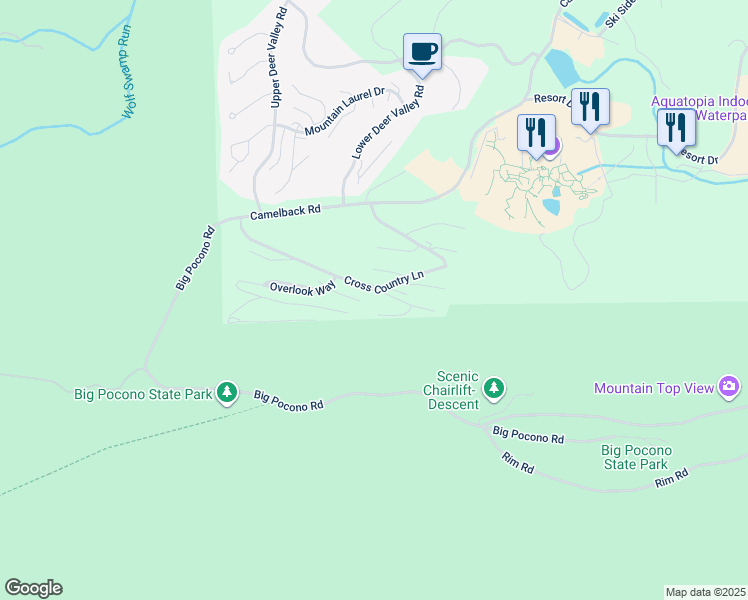map of restaurants, bars, coffee shops, grocery stores, and more near 260 High Pass Way in Tannersville