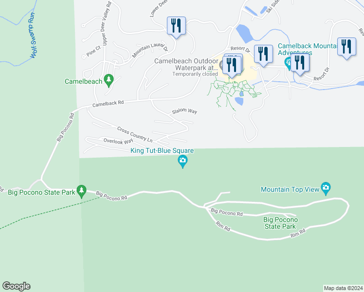 map of restaurants, bars, coffee shops, grocery stores, and more near 194 Sunbird Way in Tannersville