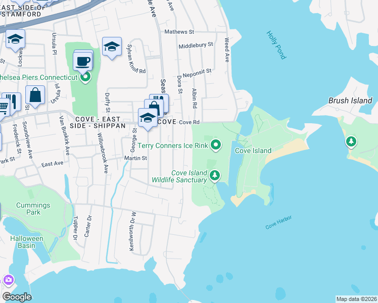 map of restaurants, bars, coffee shops, grocery stores, and more near 40 Euclid Avenue in Stamford