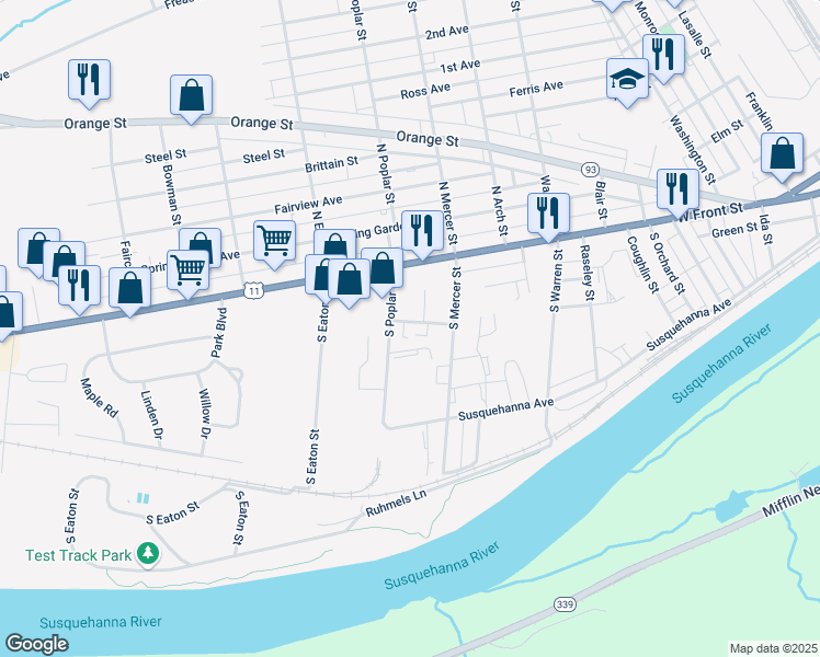 map of restaurants, bars, coffee shops, grocery stores, and more near 100 Birch Place in Berwick