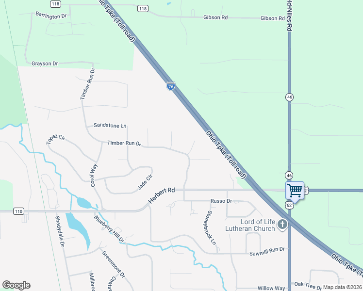 map of restaurants, bars, coffee shops, grocery stores, and more near 35 Oakmont Court in Canfield